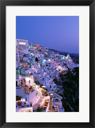 Framed Night, Santorini, Thira (Fira), Cyclades Islands, Greece Print