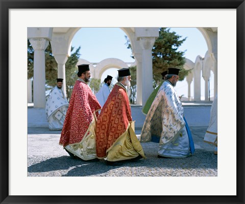 Framed Greek Orthodox, Priests, Santorini, Thira (Fira), Cyclades Islands, Greece Print