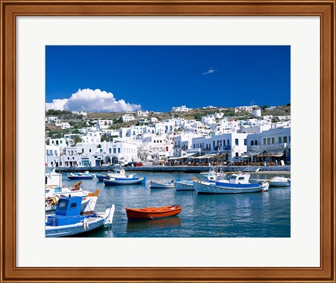 Framed Town View, Mykonos, Cyclades Islands, Greece Print