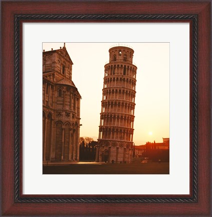 Framed Tower at sunrise, Leaning Tower, Pisa, Italy Print