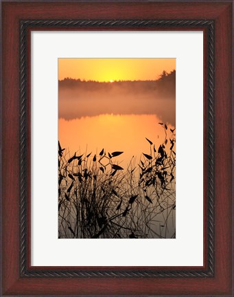 Framed Sunrise over a lake Print