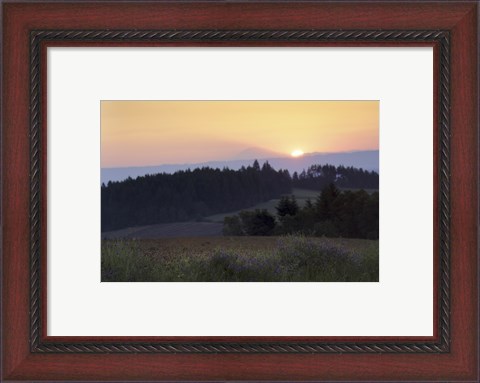 Framed Panoramic view of a sunrise, Oregon, USA Print