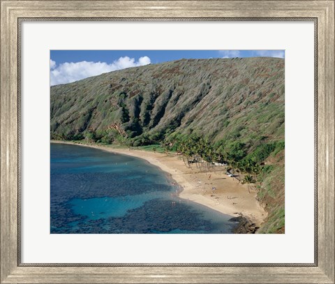 Framed High angle view of a bay, Hanauma Bay, Oahu, Hawaii, USA Landscape Print