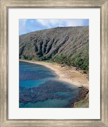 Framed High angle view of a bay, Hanauma Bay, Oahu, Hawaii, USA Vertical Print
