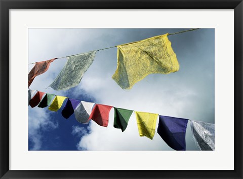 Framed Low angle view of prayer flags, Kathmandu, Nepal Print