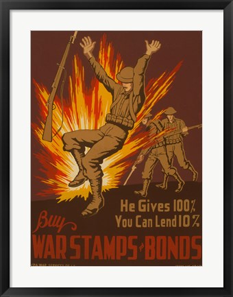 Framed War Stamps &amp; Bonds Print
