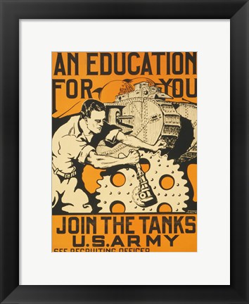 Framed Join the Tanks US Army Print