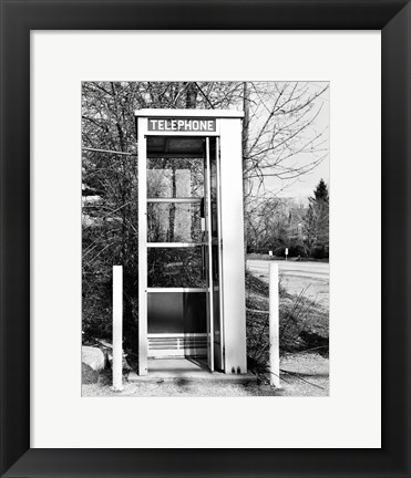 Framed Telephone booth by the road Print