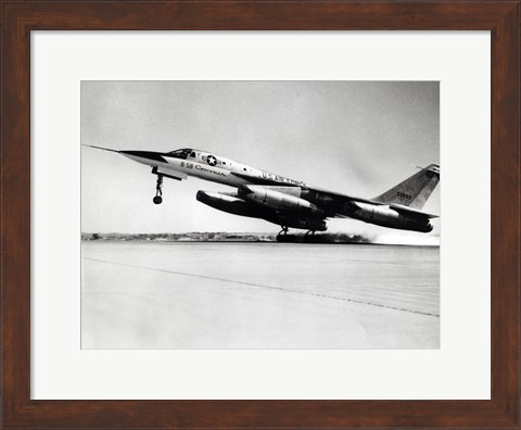 Framed Side profile of a bomber plane taking off, B-58 Hustler Print