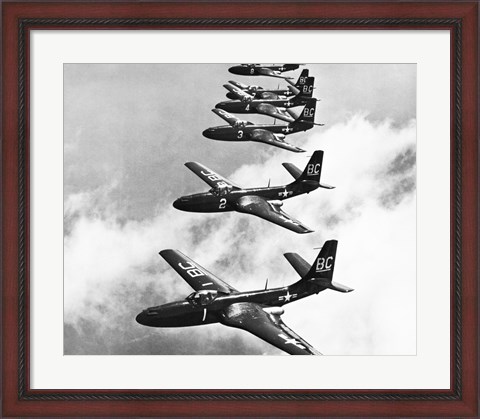 Framed High angle view of fighter planes in flight, Mcdonnell FH-1 Phantom Print