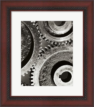 Framed Close-up of interlocked gears Print