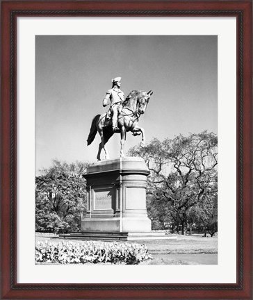 Framed Low angle view of a statue of George Washington, Boston Public Garden, Boston, Massachusetts, USA Print