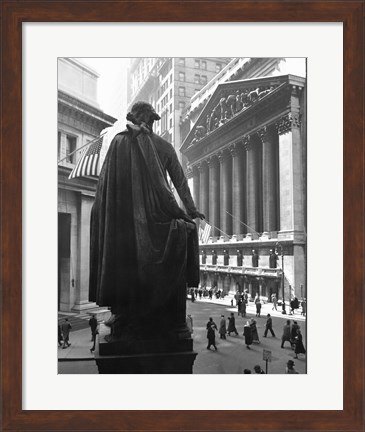 Framed George Washington Statue, New York Stock Exchange, Wall Street, Manhattan, New York City, USA Print