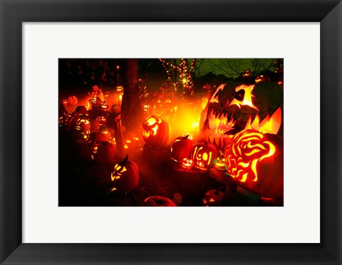 Framed Jack o&#39; lanterns lit up Roger Williams Park Zoo, RI Print