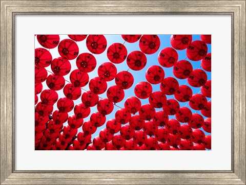 Framed Taiwan,Kaohsiung,Cijin Island,Chinese Lanterns at Tianhou Temple Print