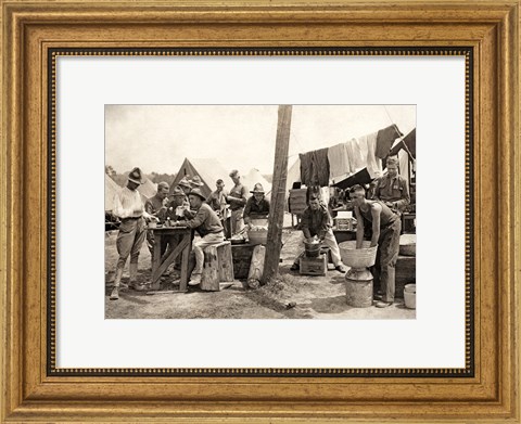 Framed American Soldiers at a Military Camp During World War I, c.1917 Print