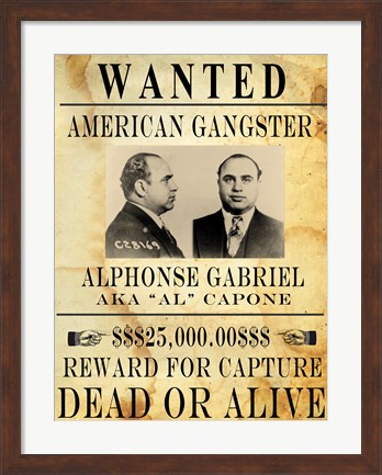 Framed Al Capone Wanted Poster Print