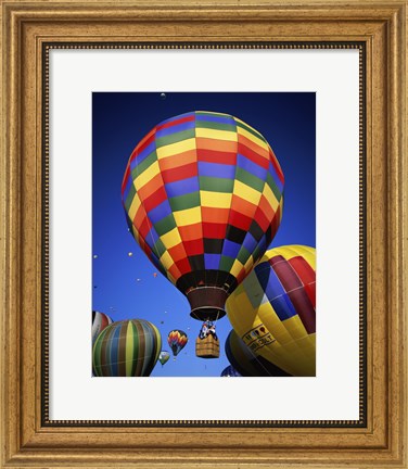 Framed Brightly Colored Hot Air Balloon with Basket Print