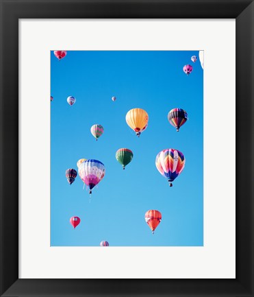 Framed Bunch of Hot Air Balloons in the Blue Sky Print