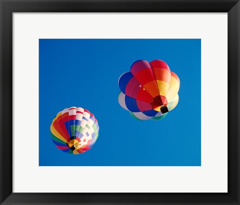 Framed Two Hot Air Balloons Flying Away Print