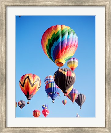 Framed Cluster of Hot Air Balloons Print
