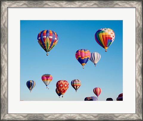 Framed Hot Air Balloons in a Group Floating into the Sky Print