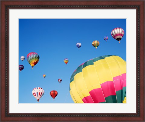 Framed View of Hot Air Balloons Flying into the Sky in New Mexico Print