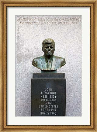 Framed JFK Bust by Evangelos Frudakis at Kennedy Plaza, Boardwalk, Atlantic City, New Jersey, USA Print