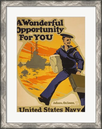 Framed Wonderful Opportunity for You United States Navy Print