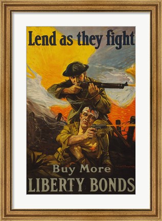 Framed Lend as They Fight Buy More Liberty Bonds Print