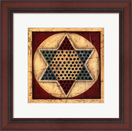 Framed Small Antique Chinese Checkers Print