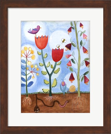Framed Whimsical Flower Garden I Print