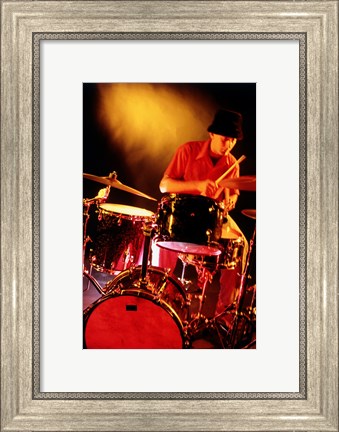 Framed Male drummer playing drums Print