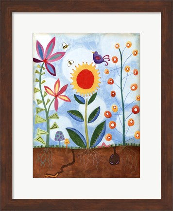 Framed Whimsical Flower Garden II Print