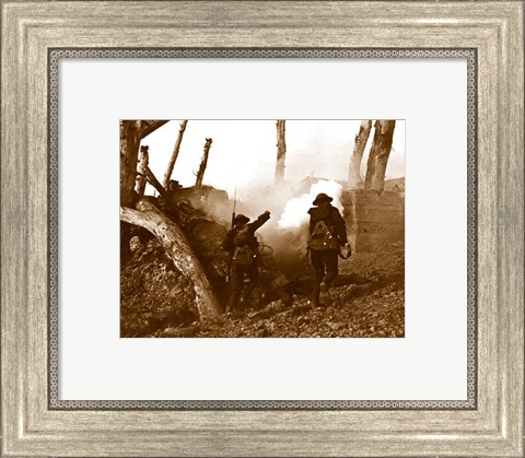 Framed Two American Soldiers Storming a Bunker Print