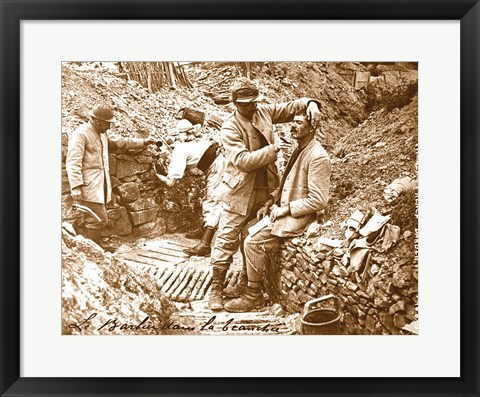 Framed Barber in the Trench Print