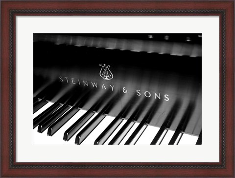 Framed Steinway &amp; Sons, Piano Keys With Modern Logo Print