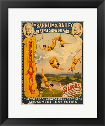 Framed Trapeze Artists, Barnum &amp; Bailey, 1896 Print