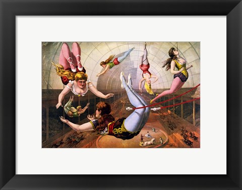 Framed Trapeze Artists in Circus Print