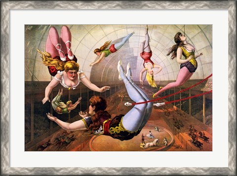 Framed Trapeze Artists in Circus Print