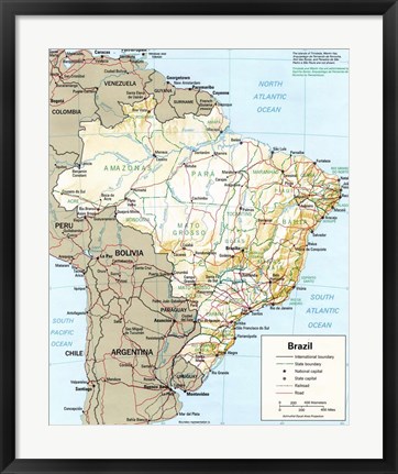 Framed Brazil Map Print