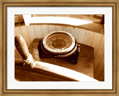 Framed Classic Nautical Compass Print