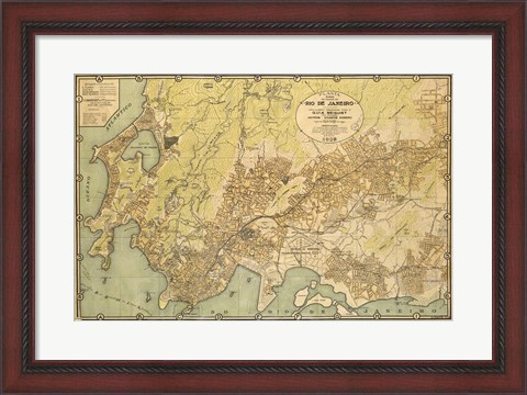 Framed Mapa da Cidade do Rio de Janeiro - 1929 Print