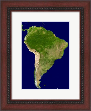 Framed South America - Blue Marble Orthographic Print