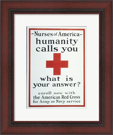 Framed Nurses of America Humanity Calls You Enroll now with the Red Cross Print