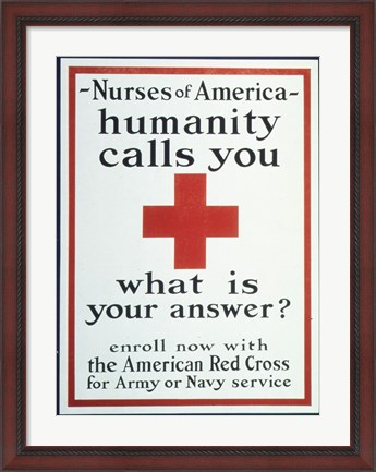 Framed Nurses of America Humanity Calls You Enroll now with the Red Cross Print