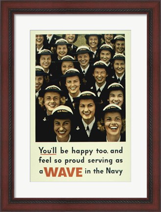 Framed Serving a Wave in the Navy Print