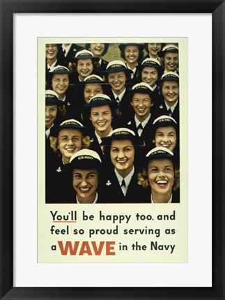 Framed Serving a Wave in the Navy Print