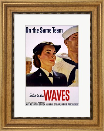 Framed On the Same Team Enlist in the Waves Print