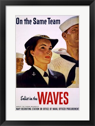 Framed On the Same Team Enlist in the Waves Print